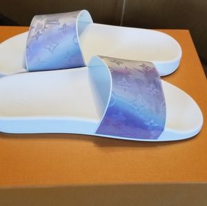 Lv iridescent white slides